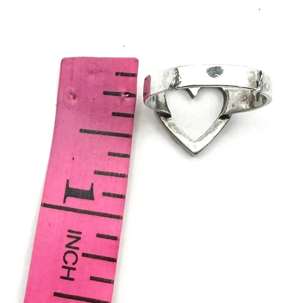 Sterling Silver 925 Open Heart Ring Size 6 * flaw Casual Jewelry Boho Bohemian
